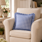 Cuscino Arredo con Rouches A Quadretti Blu Notte