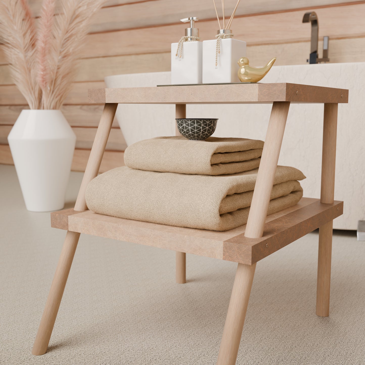 Serviettes de bain en éponge unie beige