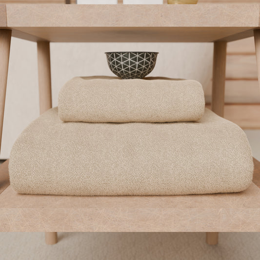Asciugamani Bagno in Spugna Tinta Unita Beige