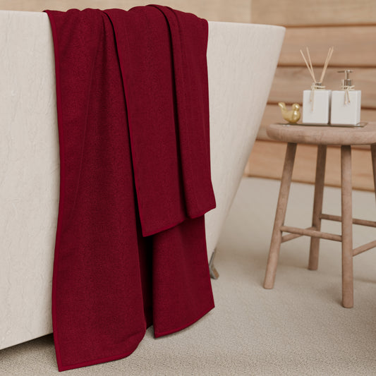 Asciugamani Bagno in Spugna Tinta Unita Bordeaux