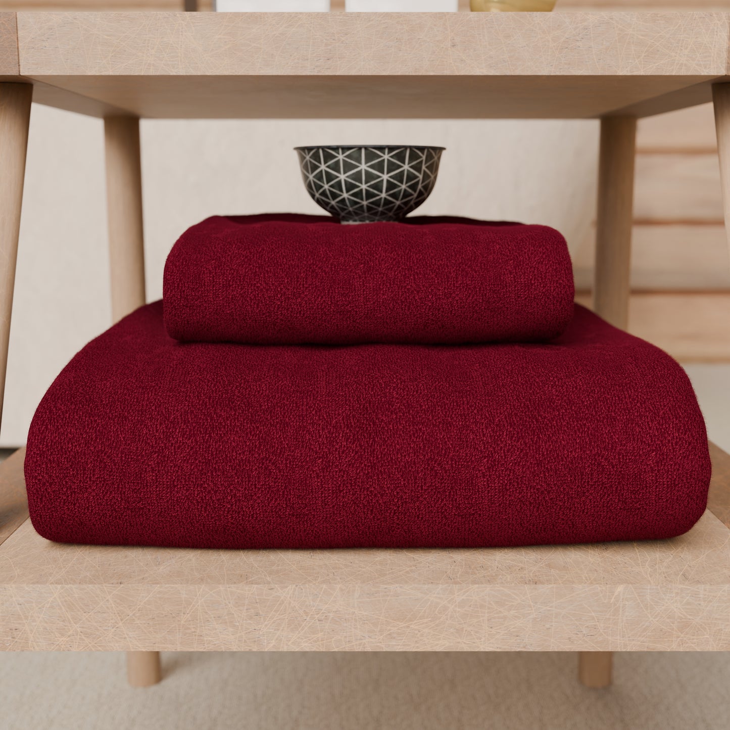 Asciugamani Bagno in Spugna Tinta Unita Bordeaux