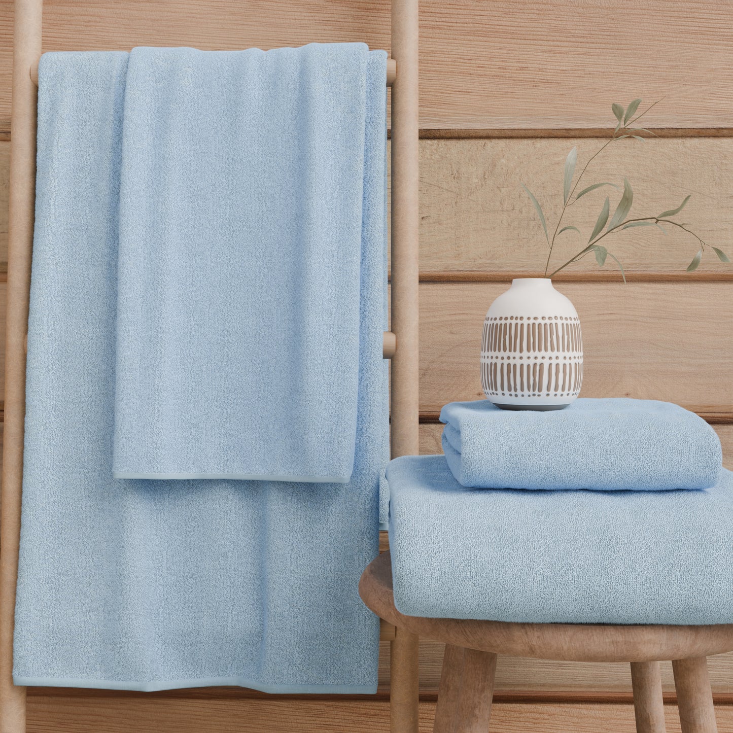 Asciugamani Bagno in Spugna Tinta Unita Azzurro