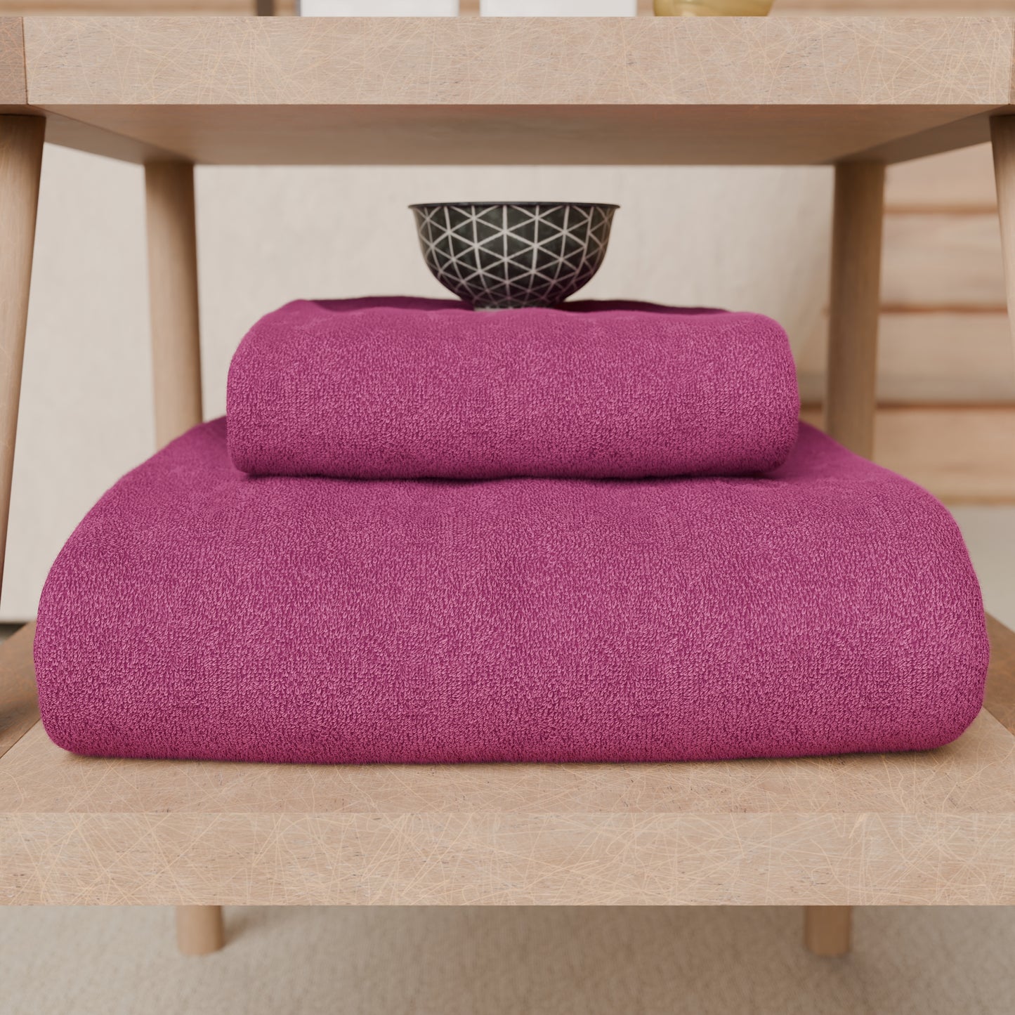 Asciugamani Bagno in Spugna Tinta Unita Fucsia