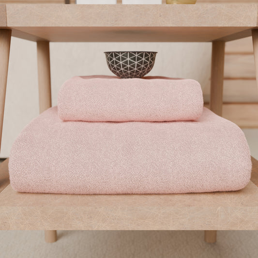 Asciugamani Bagno in Spugna Tinta Unita Rosa