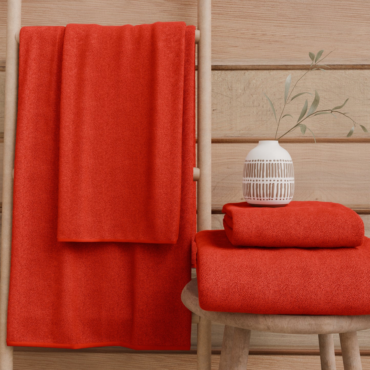 Asciugamani Bagno in Spugna Tinta Unita Rosso