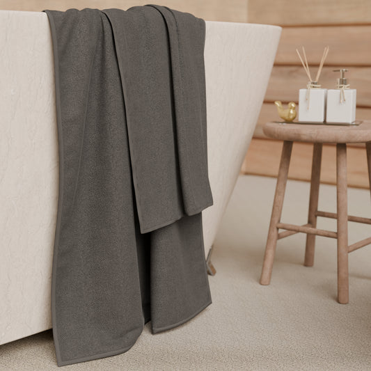 Asciugamani Bagno in Spugna Tinta Unita Grigio Scuro