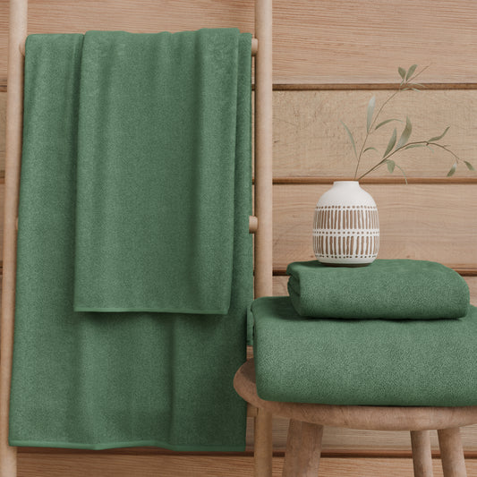Asciugamani Bagno in Spugna Tinta Unita Verde