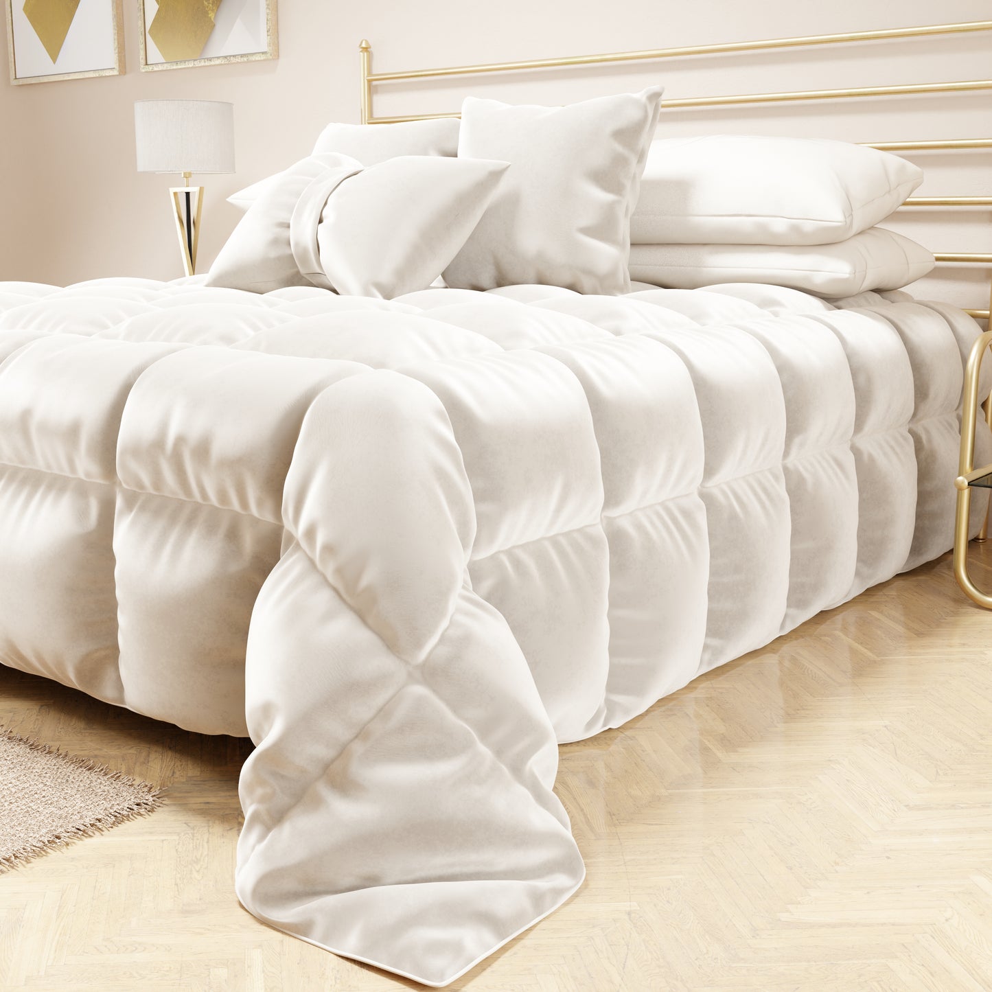 Edredon, Edredon d'Hiver Double Face en Velours Doux et Chaud Blanc