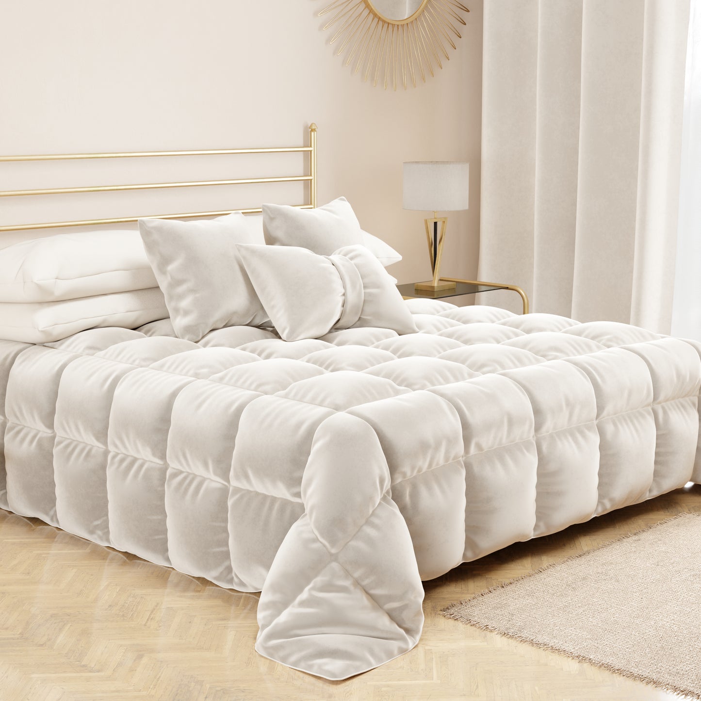 Coussins Décoratifs en Velours 2pcs, Coussins de Canapé Blanc Lait