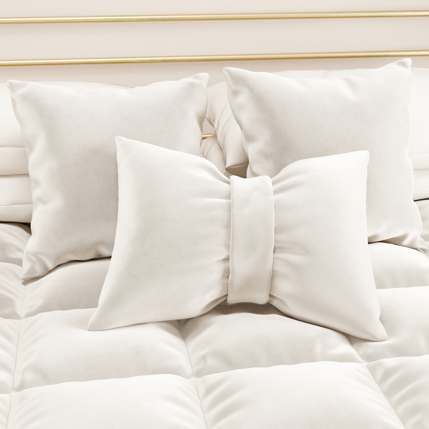 Coussin décoratif Noeud en velours 40x50 cm, coussin de canapé blanc lait