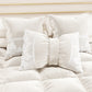 Cuscino Arredo Fiocco in Velluto e Balza con Pizzo Rebrodè 40x50 cm, Cuscino divano Bianco Latte By Sissy