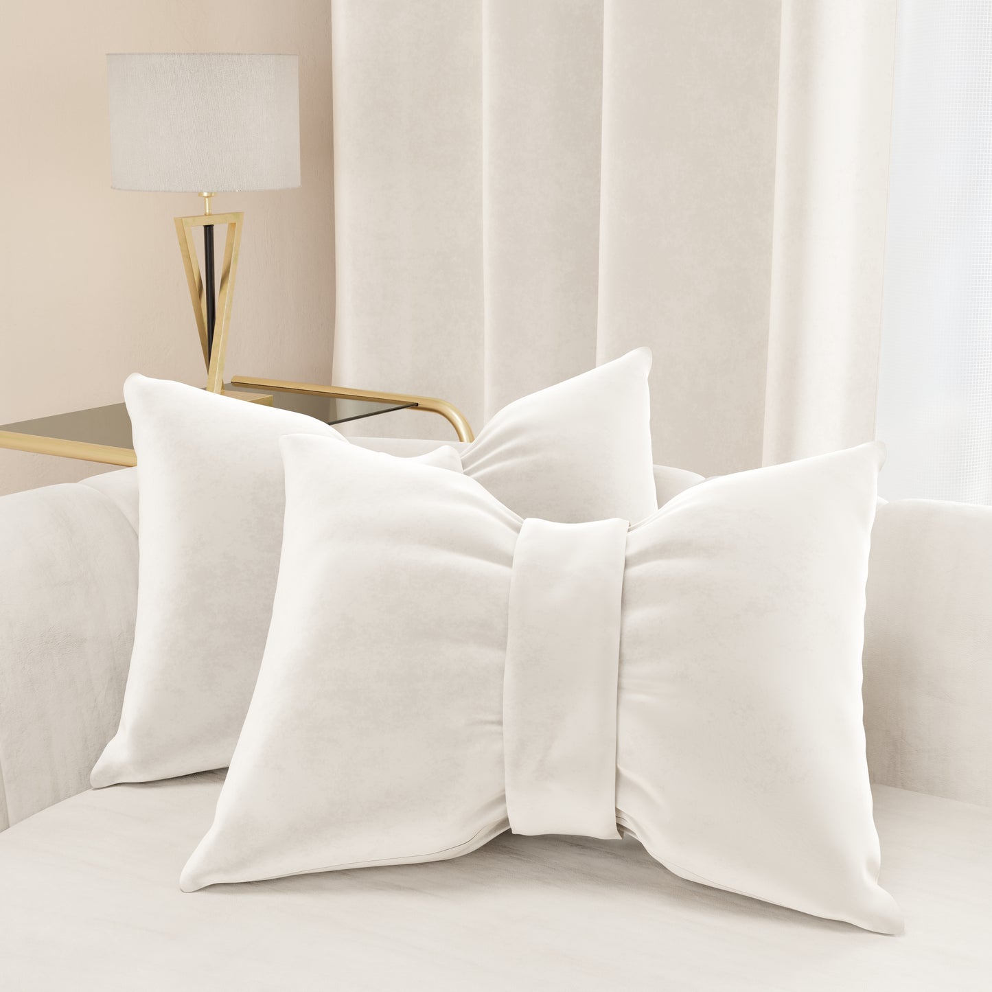 Cuscino Arredo Fiocco Velluto Bianco Latte 40x50 cm Made in Italy | PETTI