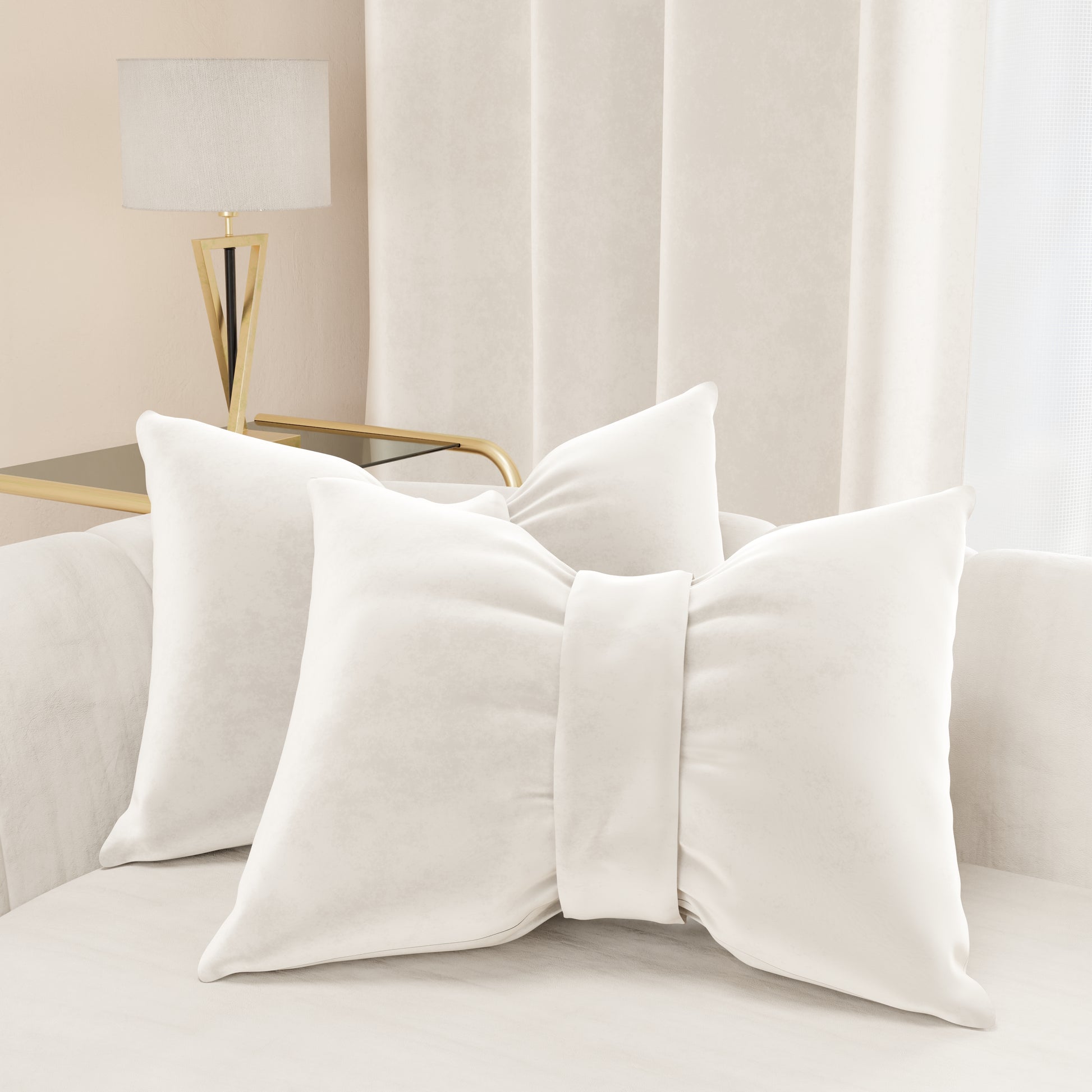 Cuscino Arredo Fiocco Velluto Bianco Latte 40x50 cm Made in Italy | PETTI