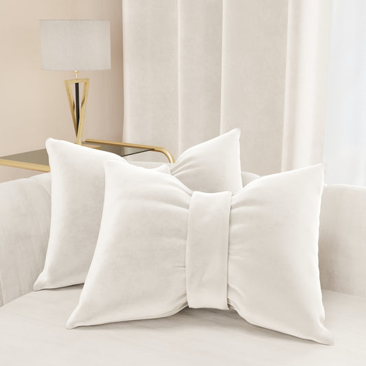 Cuscino Arredo Fiocco Velluto Bianco Latte 40x50 cm Made in Italy | PETTI