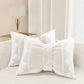 Cuscino Arredo Fiocco in Velluto e Balza con Pizzo Rebrodè 40x50 cm, Cuscino divano Bianco Latte By Sissy
