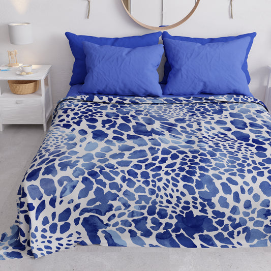 Set Animalier Cobra Blu Copriletti Estivi + Lenzuola in Cotone + Federa in Stampa Digitale