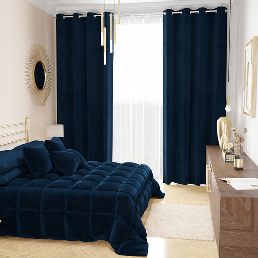 Trapunta, Trapunta Invernale Double Face in Morbido e Caldo Velluto Blu