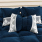 Cuscino Arredo Fiocco in Velluto e Balza con Pizzo Rebrodè 40x50 cm, Cuscino divano Blu By Sissy