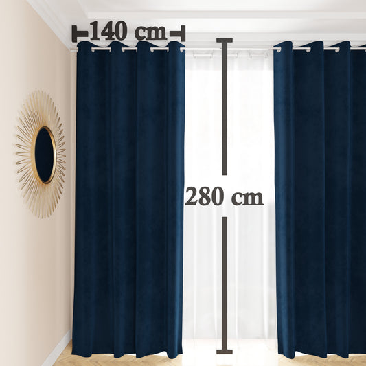 Tenda a Pannello in Velluto per Interni con Anelli, 140x280 cm, Blu