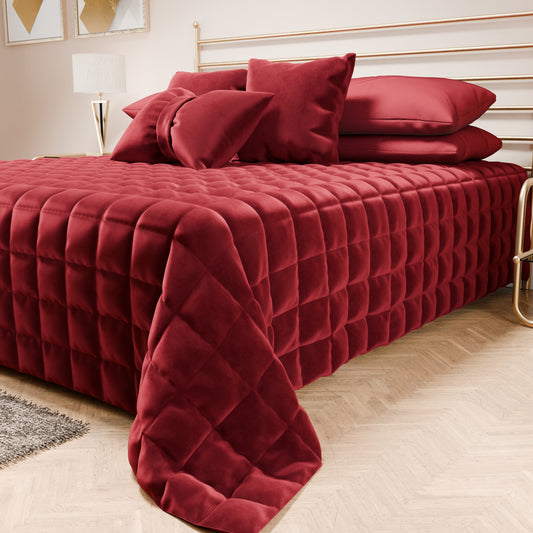 Courtepointe de lit printemps-automne en velours double face Bordeaux