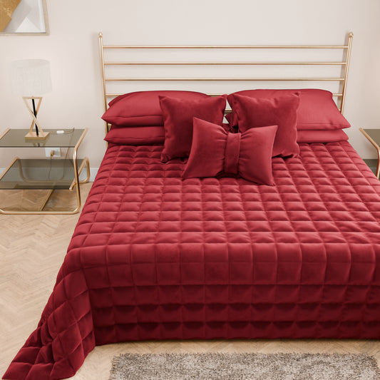 Courtepointe de lit printemps-automne en velours double face Bordeaux