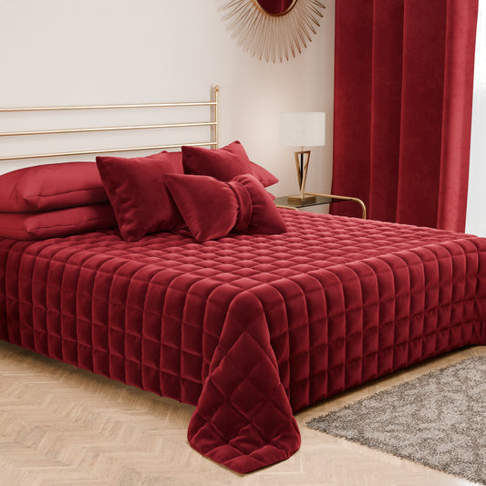 Courtepointe de lit printemps-automne en velours double face Bordeaux