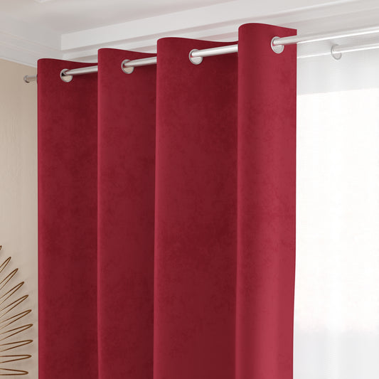 Tenda a Pannello in Velluto per Interni con Anelli, 140x280 cm, Bordeaux