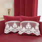 Coussins décoratifs en velours avec volant et dentelle rebrodée 2pcs, coussins de canapé bordeaux par Sissy