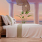 Draps unis en satin de coton avec queue de rat beige