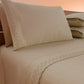 Draps doubles en pur coton percale avec volant en dentelle de San Gallo - Beige