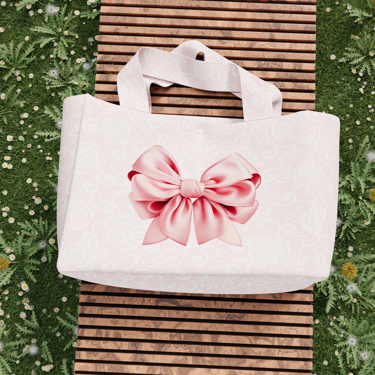 Borsa Mare Donna, Borsa Spiaggia, Borsa Mare in Microfibra, Fiocco Rosa