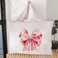 Borsa Mare Donna, Borsa Spiaggia, Borsa Mare in Microfibra, Fiocco Rosa