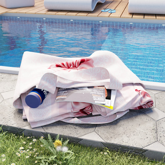 Women's Beach Bag, Beach Bag, Microfibre Beach Bag, Pink Bow