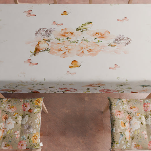 Cuscini per Sedie Coprisedia 6 Pezzi Floreale-06 Beige