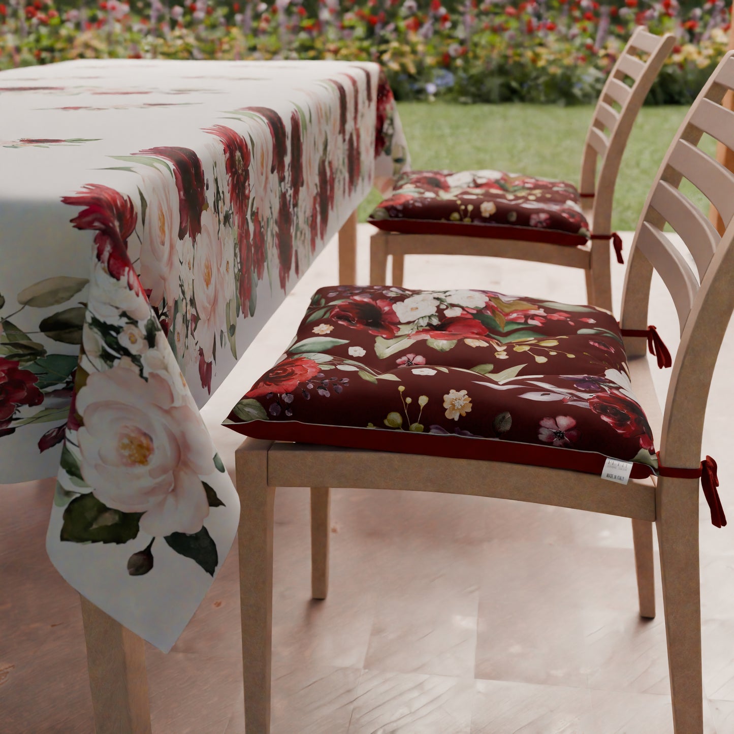 Coussins pour chaises housses de chaise 6 pièces Floral-07 Bordeaux