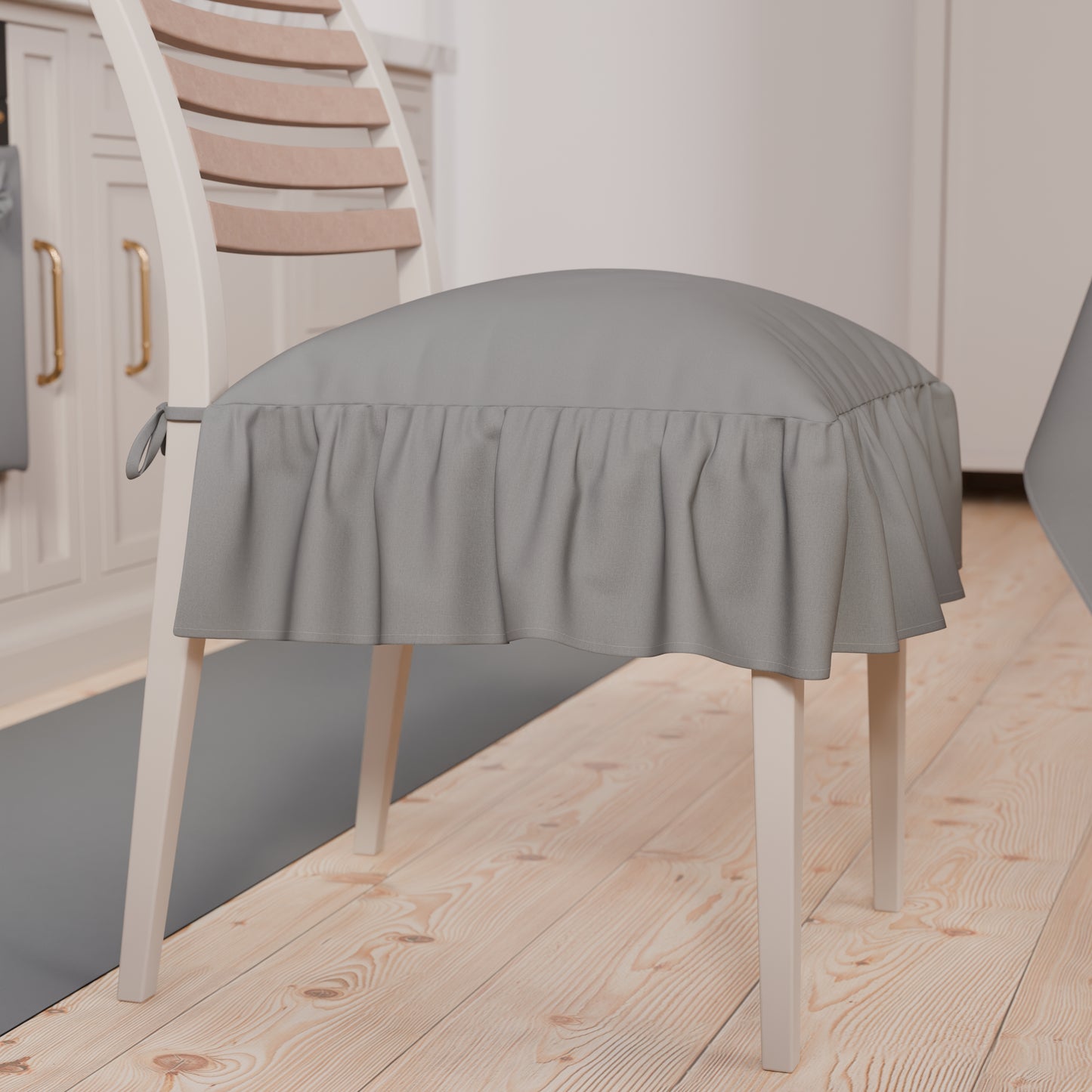Coussins unis pour chaises avec volant gris clair
