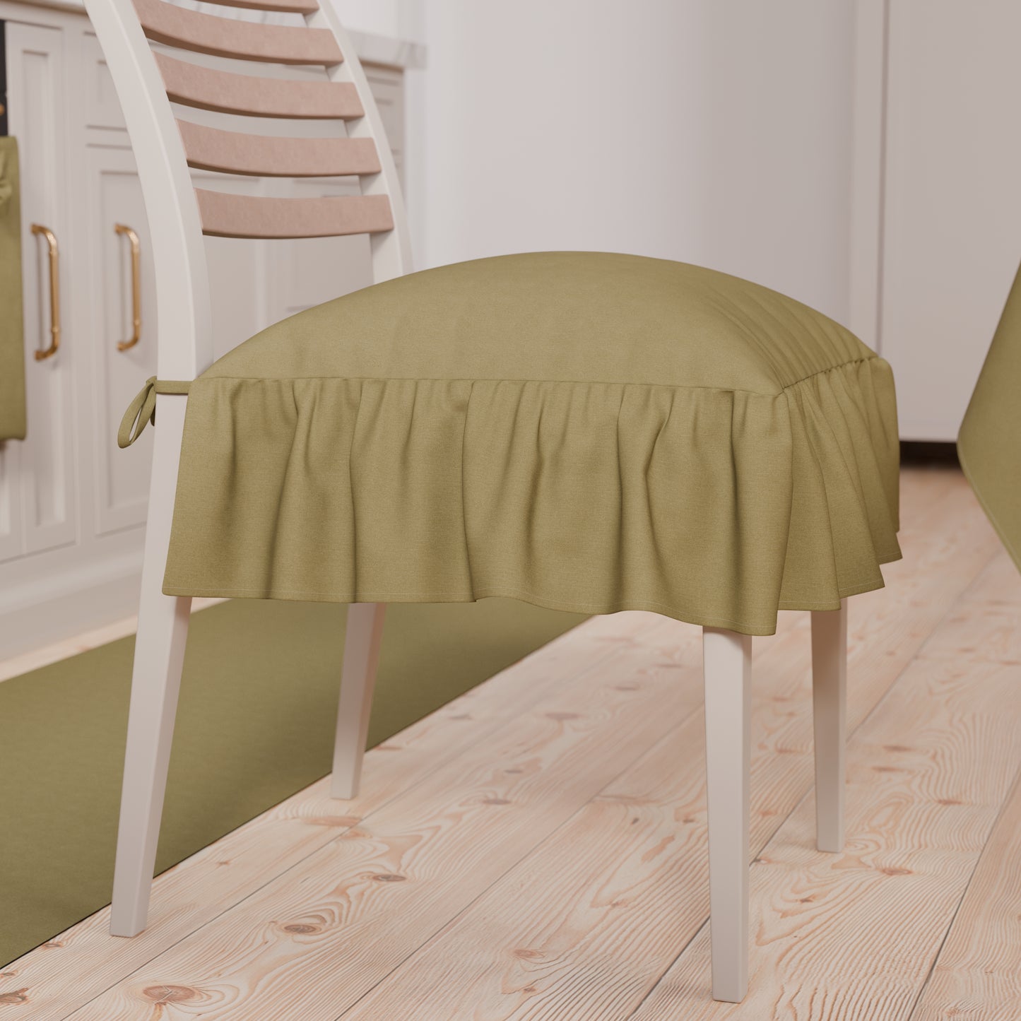 Cuscini per Sedie Tinta Unita con Volant Beige