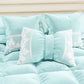Cuscino Arredo Fiocco in Velluto e Balza con Pizzo Rebrodè 40x50 cm, Cuscino divano Celeste By Sissy