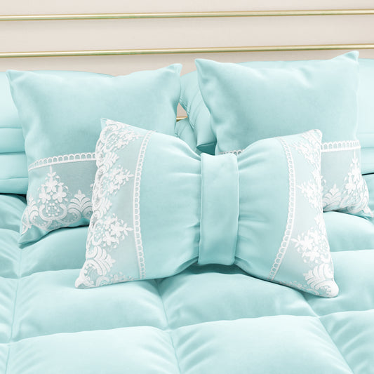 Coussins décoratifs en velours avec volant et dentelle rebrodée 2pcs, coussins de canapé ciel par Sissy