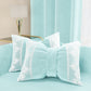 Cuscino Arredo Fiocco in Velluto e Balza con Pizzo Rebrodè 40x50 cm, Cuscino divano Celeste By Sissy