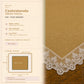 Centrotavola effetto velluto Oro con Pizzo Rebrodé bianco, 90 × 90 cm — scheda misure e contenuto