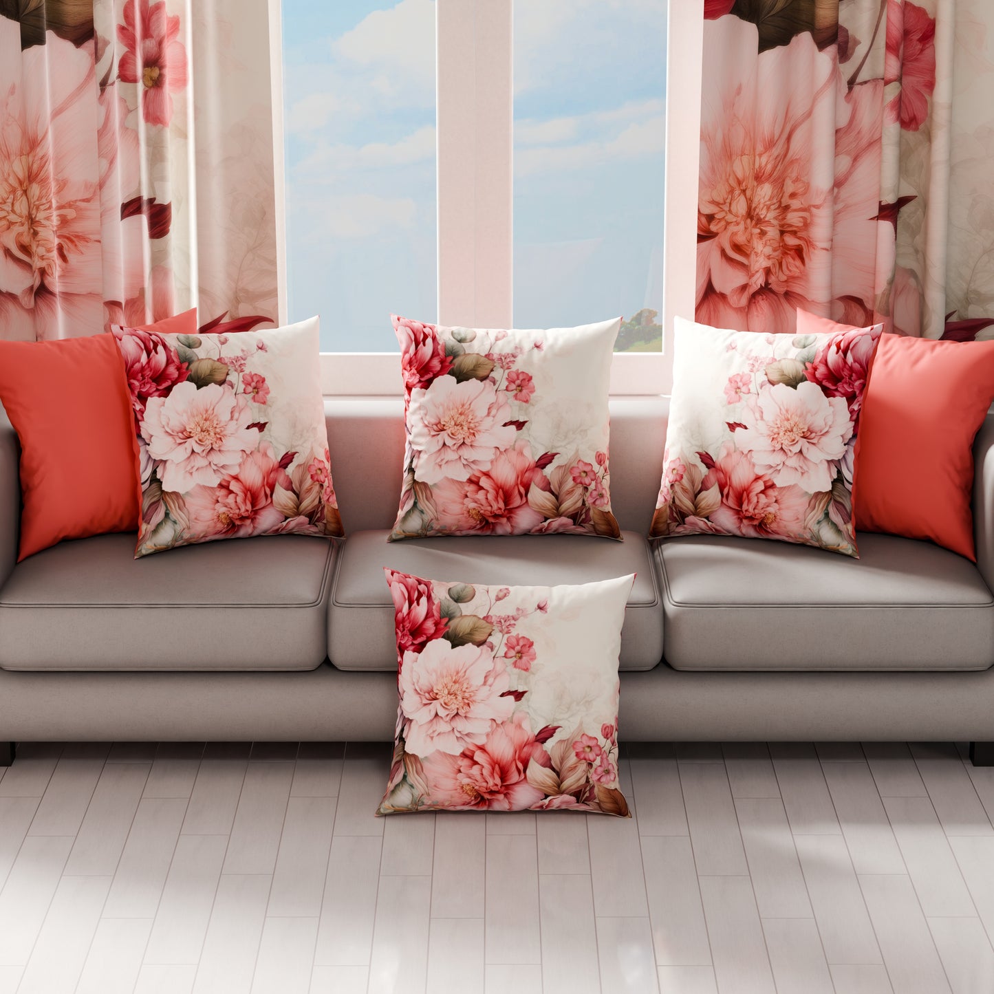 Coussins, Housses de Coussin pour Canapé, Coussins Décoratifs en Impression Digitale Florale 04-152