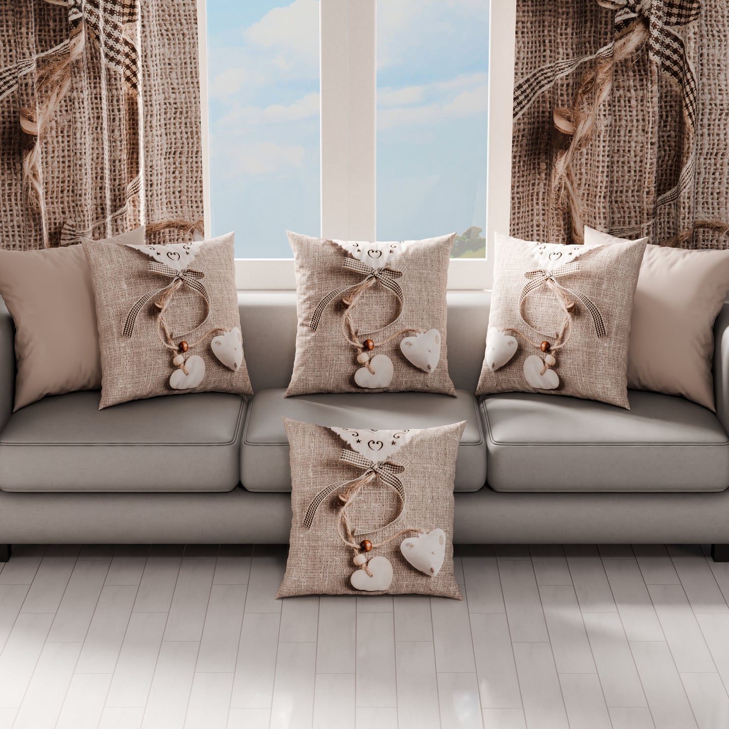Coussins, Housses de coussin pour canapé, Coussins décoratifs en impression numérique Shabby 331