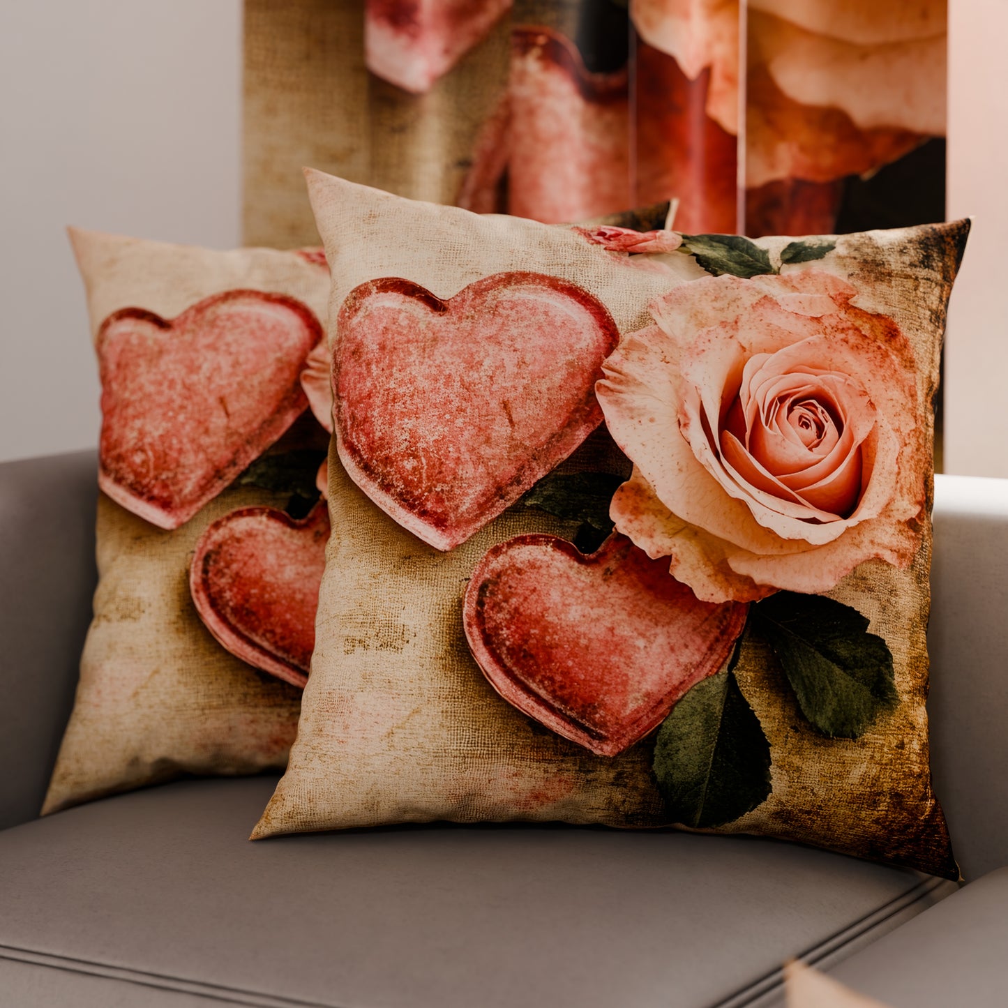 Coussins, Housses de coussin pour canapé, Coussins décoratifs en impression numérique Shabby 332
