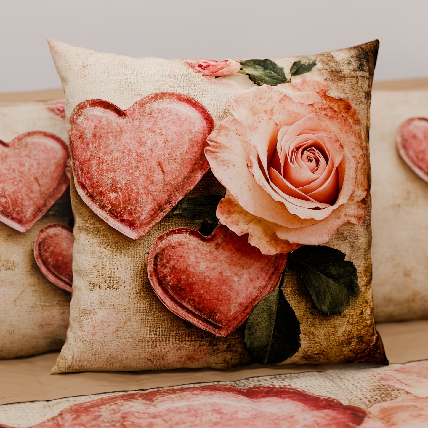Coussins, Housses de coussin pour canapé, Coussins décoratifs en impression numérique Shabby 332