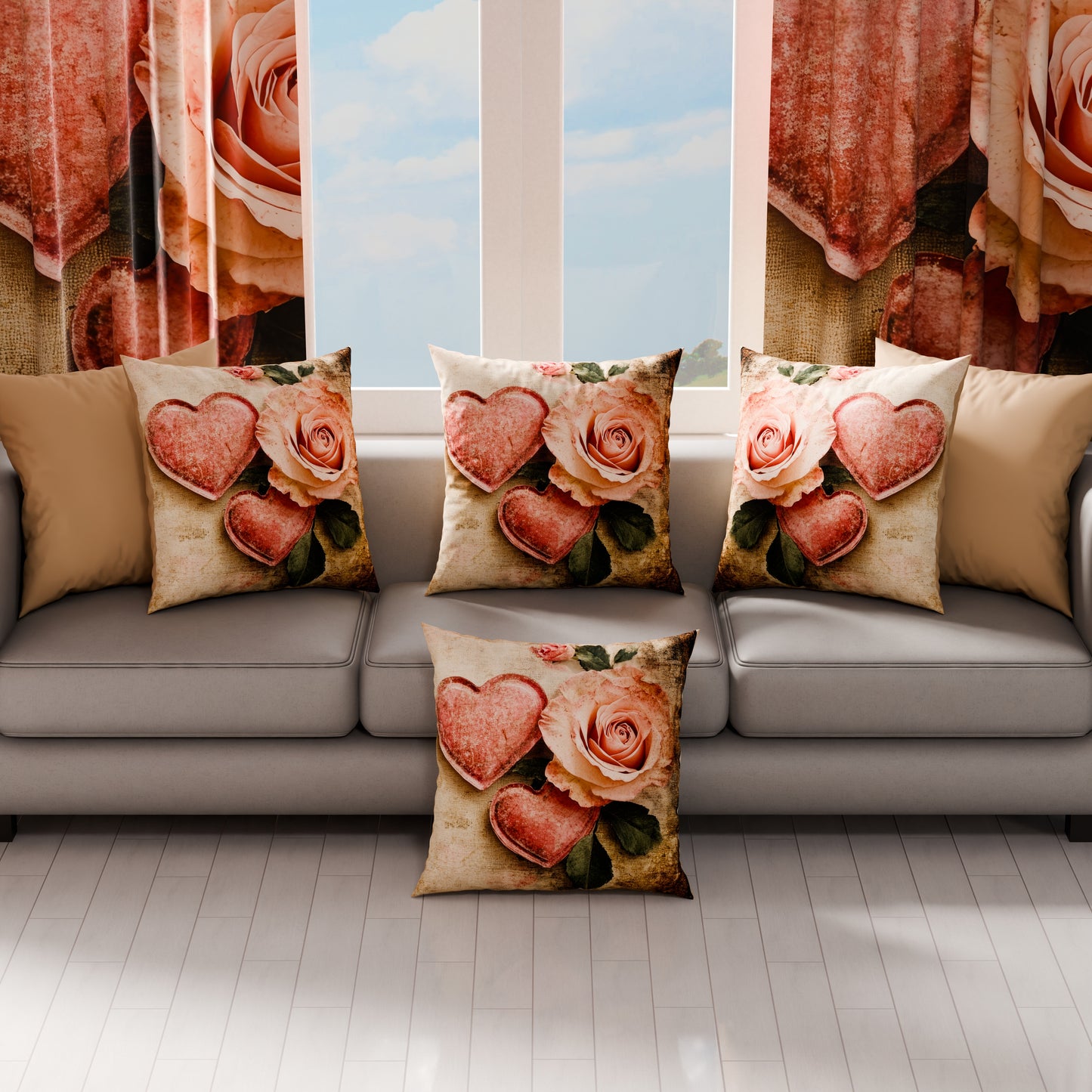 Coussins, Housses de coussin pour canapé, Coussins décoratifs en impression numérique Shabby 332