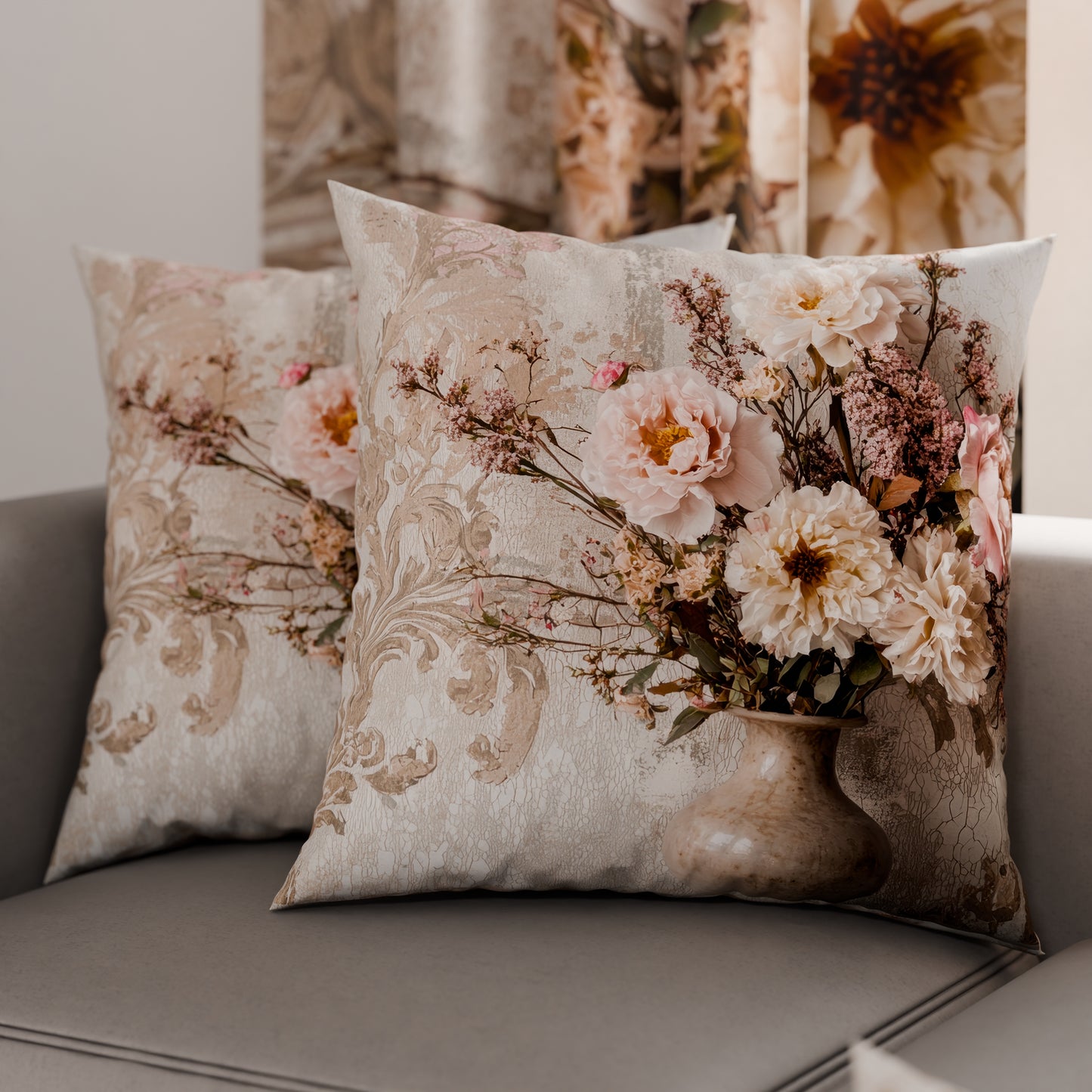 Coussins, Housses de coussin pour canapé, Coussins décoratifs en impression numérique Shabby 341