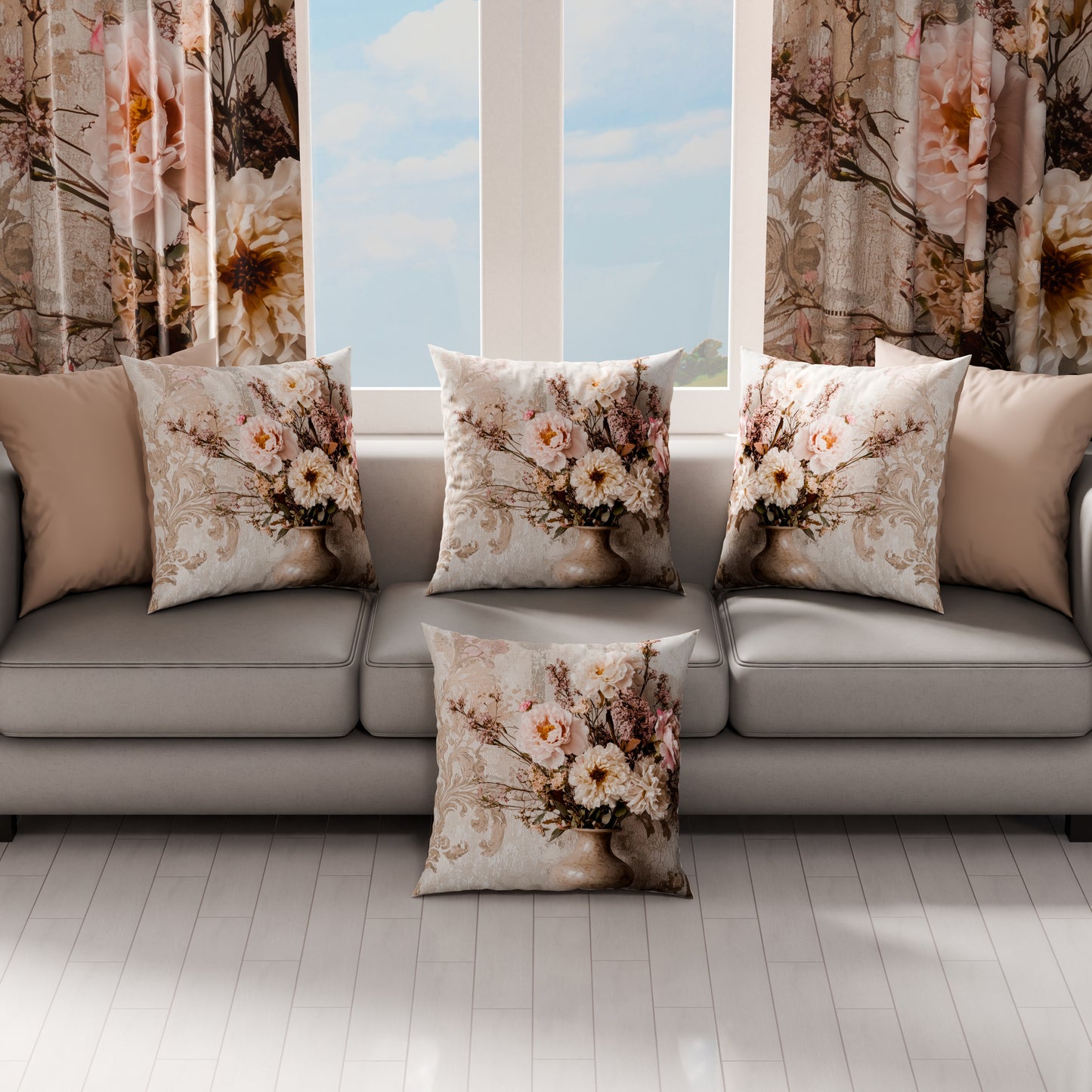 Coussins, Housses de coussin pour canapé, Coussins décoratifs en impression numérique Shabby 341