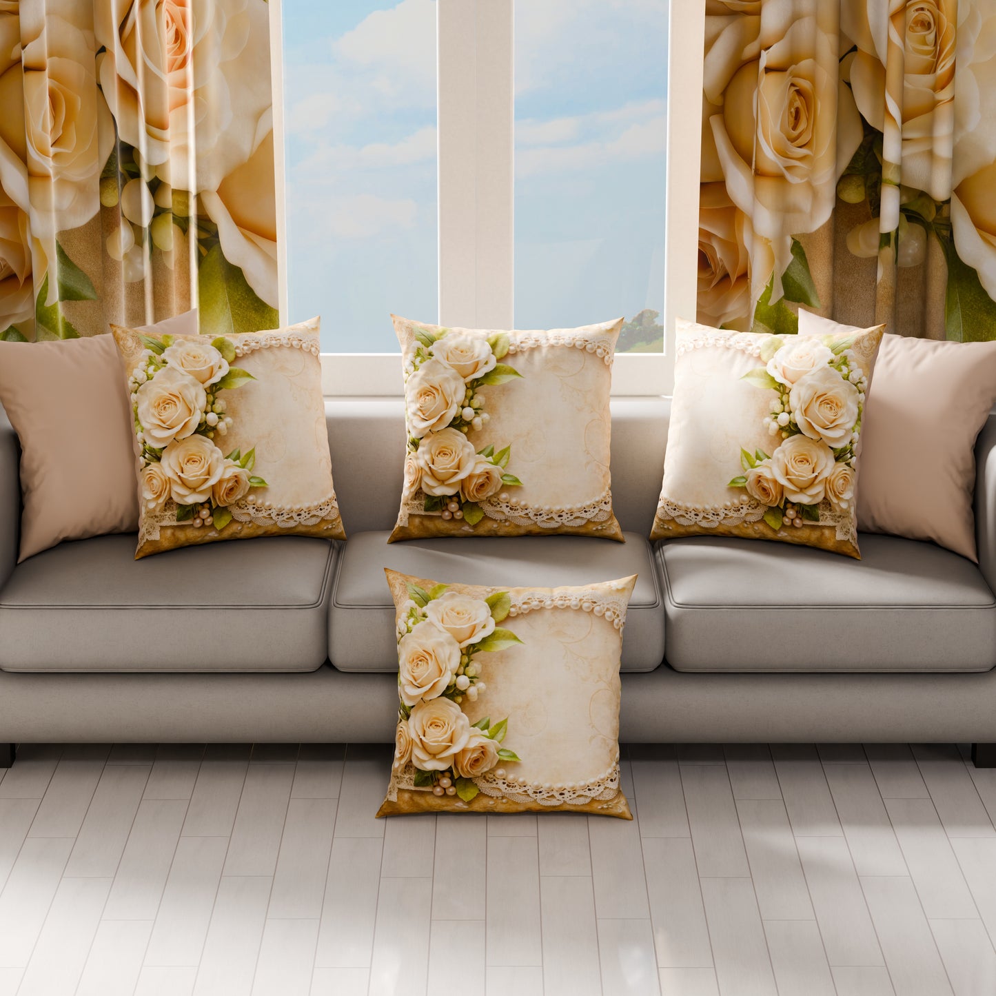 Coussins, Housses de coussin pour canapé, Coussins décoratifs en impression numérique Shabby 342