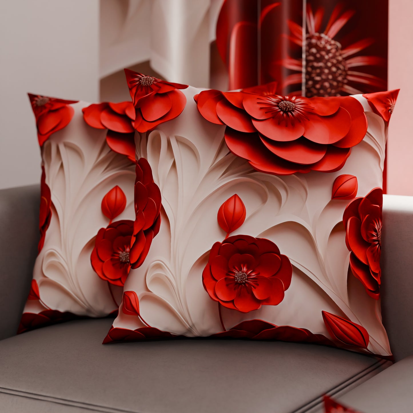 Coussins, Housses de Coussins pour Canapé, Coussins Décoratifs en Impression Digitale Florale 05-14